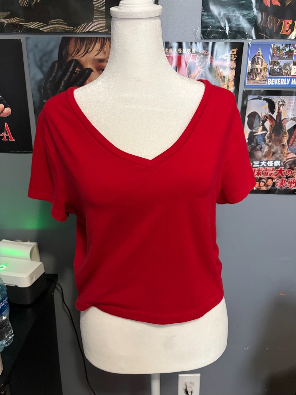 No Boundaries Red V-Neck Crop Top